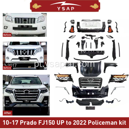 2010-2017 Atualização do Prado FJ150 para 2022 Policial BodyKit